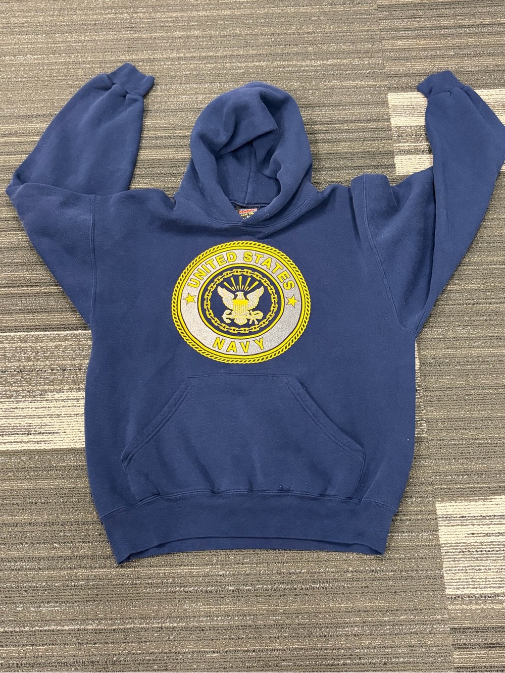 Soffe Navy Hoodie with Gold Emblem
